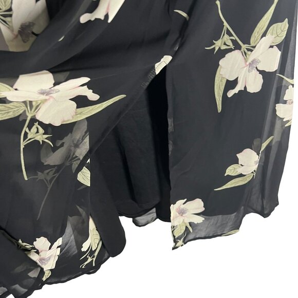 NWT Lulus Black Floral Print Chiffon Sleeveless Midi Dress Medium - Picture 6 of 12